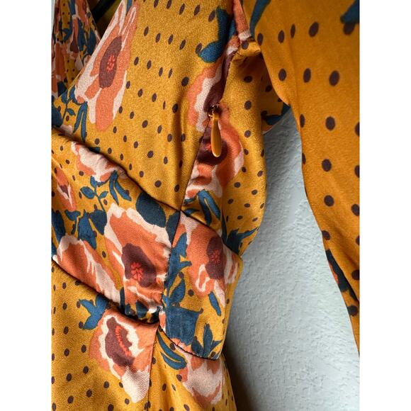 FREE PEOPLE Morning Light Floral Retro Printed Long Sleeve Mini Dress Size 0 - Picture 10 of 11